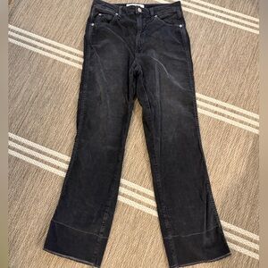 AMO Black Distressed Cropped Bella Velveteen Corduroy Pants 27